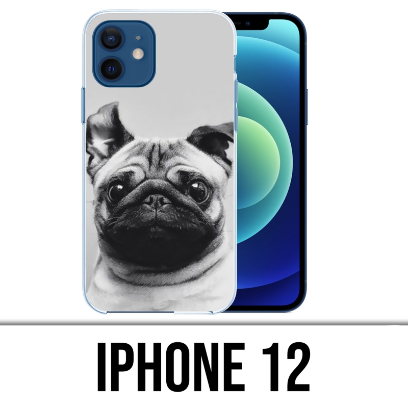 Funda para iPhone 12 - Orejas de perro Pug