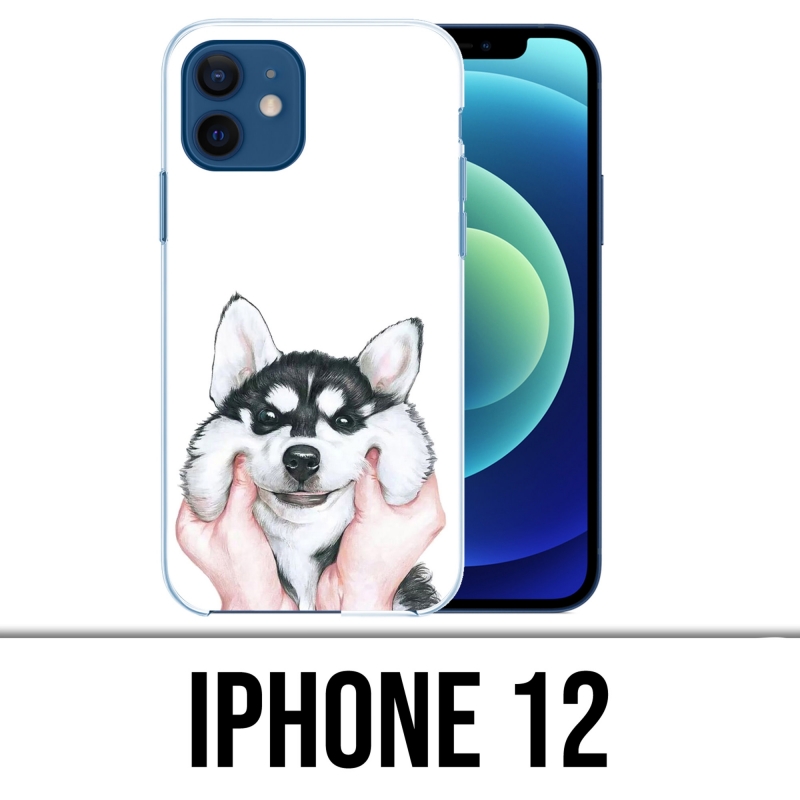 Coque iPhone 12 - Chien Husky Joues