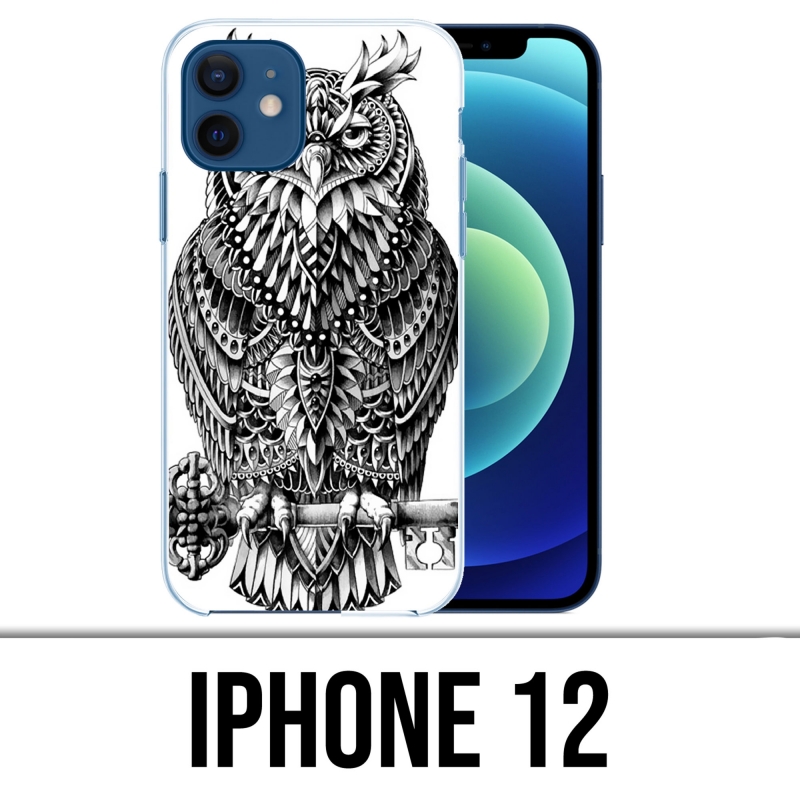 Coque iPhone 12 - Hibou Azteque