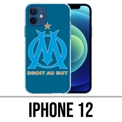 Coque iPhone 12 - Logo Om Marseille Big Fond Bleu
