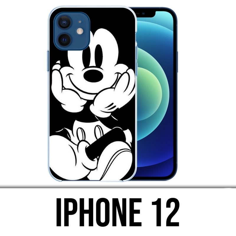 Funda para iPhone 12 - Mickey blanco y negro