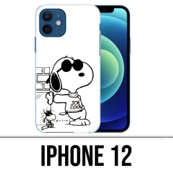 Coque iPhone 12 - Snoopy Noir Blanc