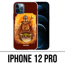 Custodia per iPhone 12 Pro - Star Wars Mandalorian Yoda Fanart