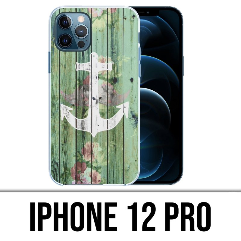 Coque iPhone 12 Pro - Ancre Marine Bois