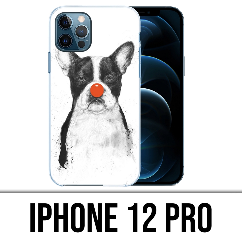 Coque iPhone 12 Pro - Chien Bouledogue Clown
