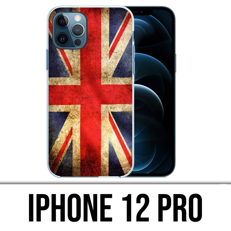 Coque iPhone 12 Pro - Drapeau Uk Vintage