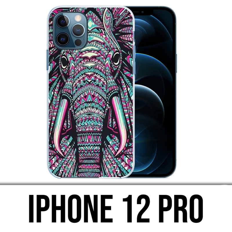 Funda para iPhone 12 Pro - Elefante azteca de colores