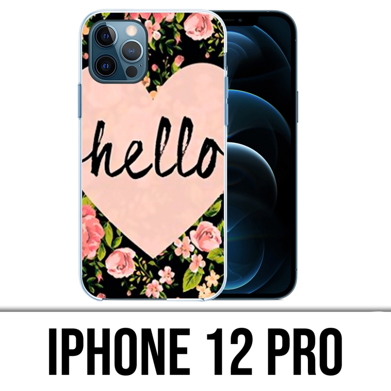 Coque iPhone 12 Pro - Hello Coeur Rose