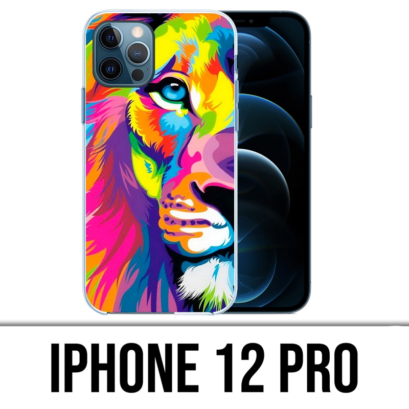 Custodia per iPhone 12 Pro - Leone multicolore
