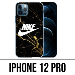 IPhone 12 Pro Case - Nike Logo Gold Marmor