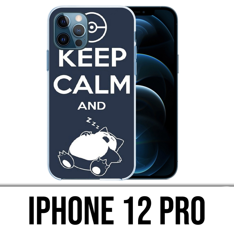 Coque iPhone 12 Pro - Pokémon Ronflex Keep Calm