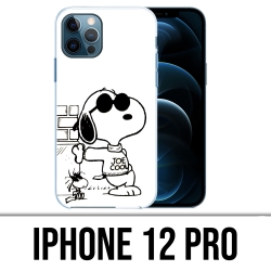 Coque iPhone 12 Pro - Snoopy Noir Blanc