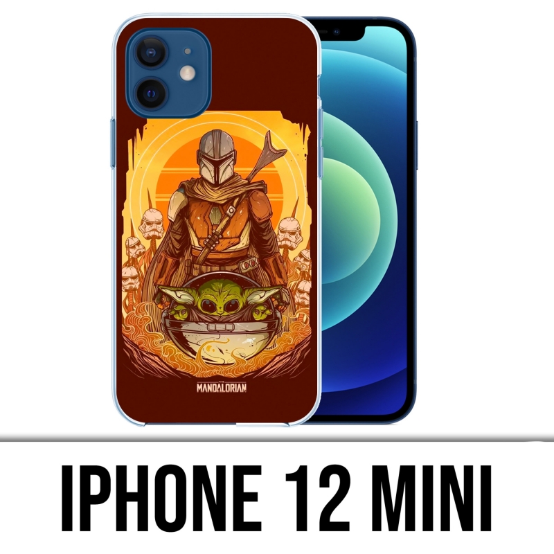 Coque iPhone 12 mini - Star Wars Mandalorian Yoda Fanart