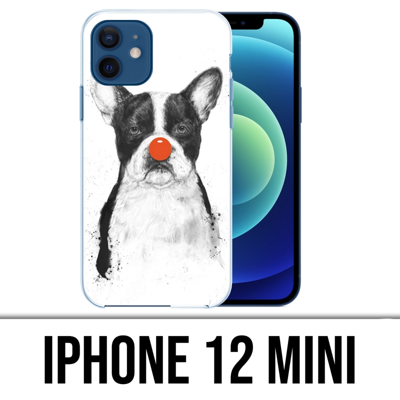 Coque iPhone 12 mini - Chien Bouledogue Clown