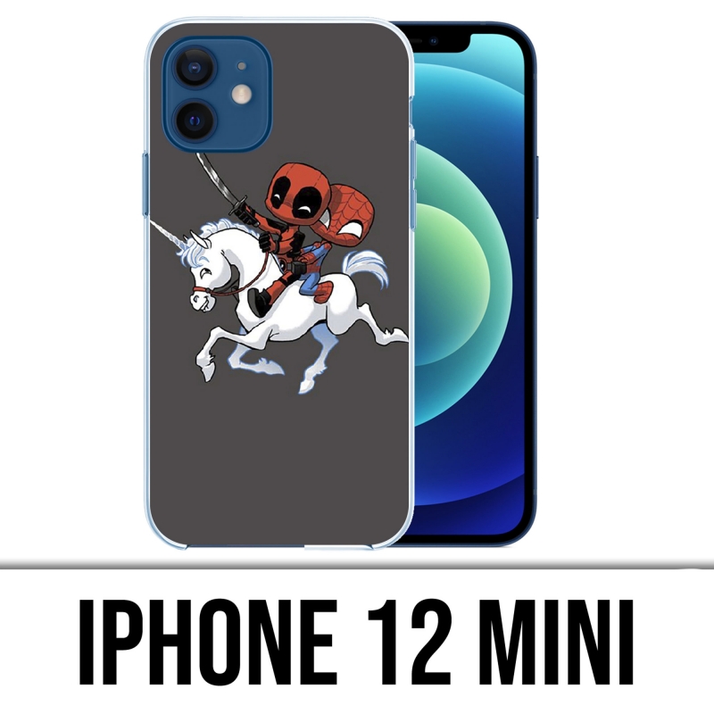 Coque iPhone 12 mini - Licorne Deadpool Spiderman