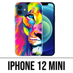 Coque iPhone 12 mini - Lion Multicolore