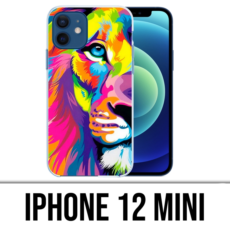 Custodia per iPhone 12 mini - Leone multicolore