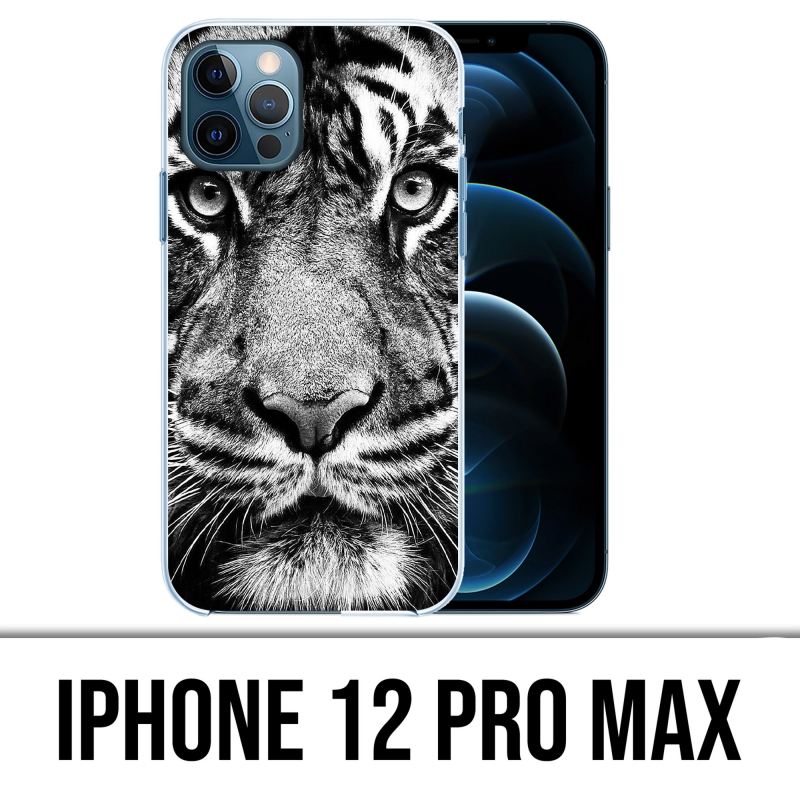 IPhone 12 Pro Max Case - Black And White Tiger