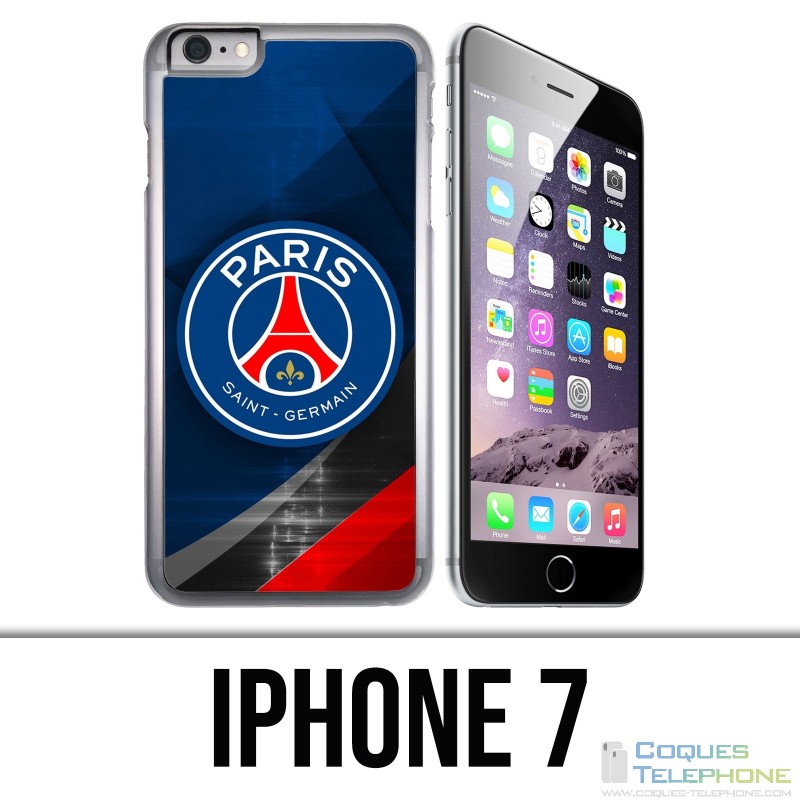 Coque iPhone 7 - PSG Logo Metal Chrome