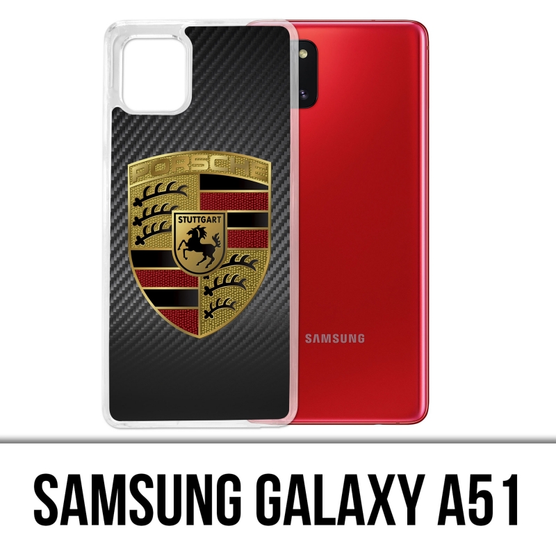 Custodia per Samsung Galaxy A51 - Logo Porsche in carbonio