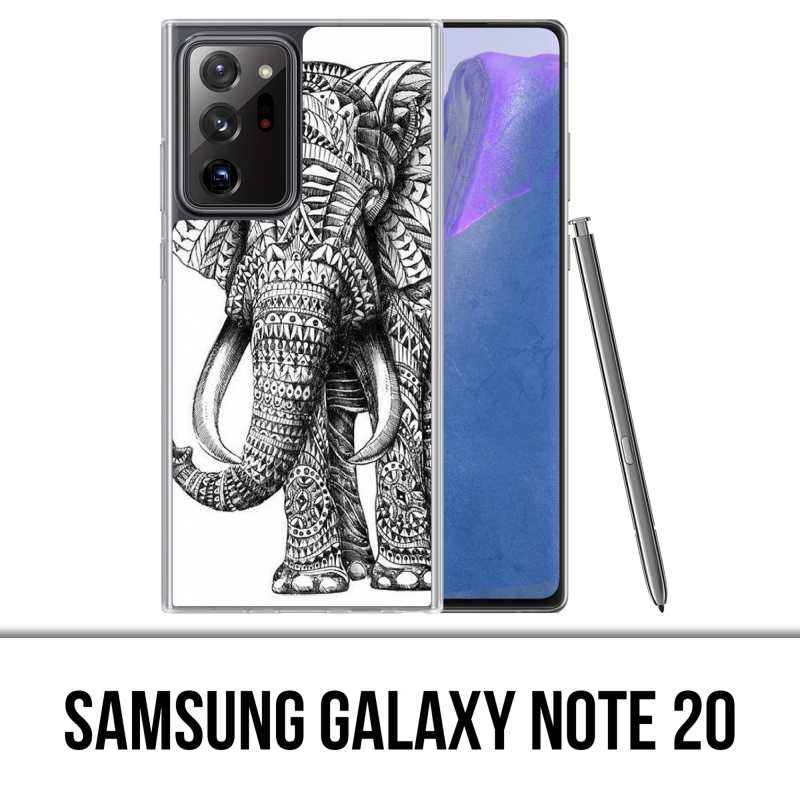 Custodia per Samsung Galaxy Note 20 - Elefante azteco in bianco e nero