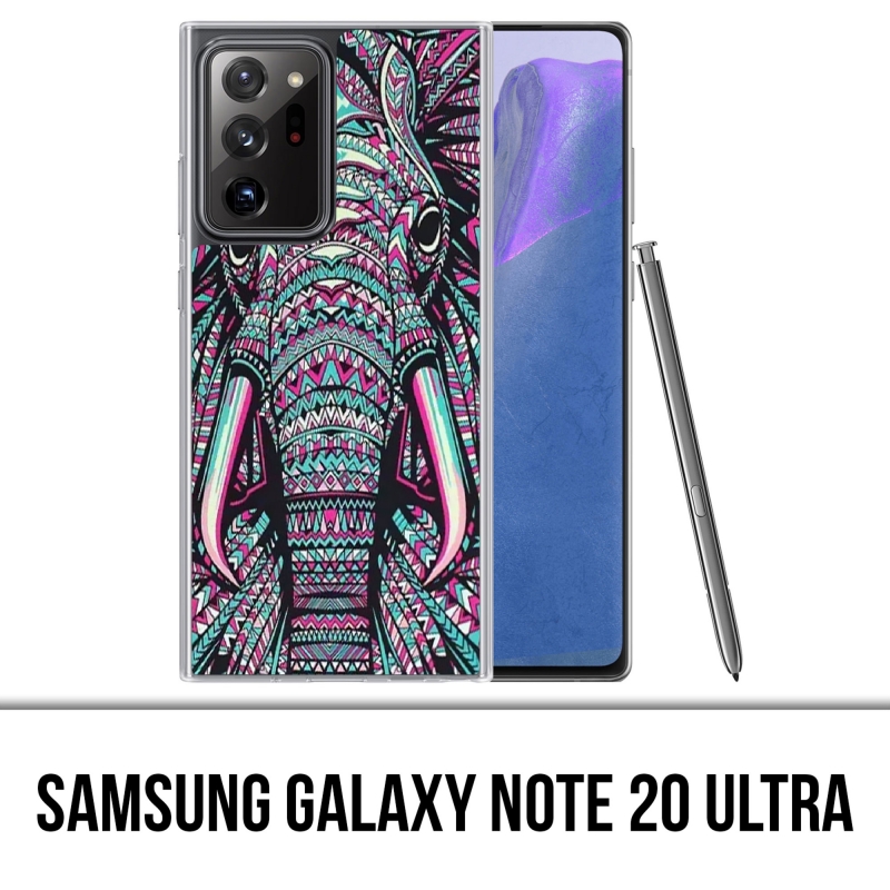 Custodia per Samsung Galaxy Note 20 Ultra - Elefante azteco colorato