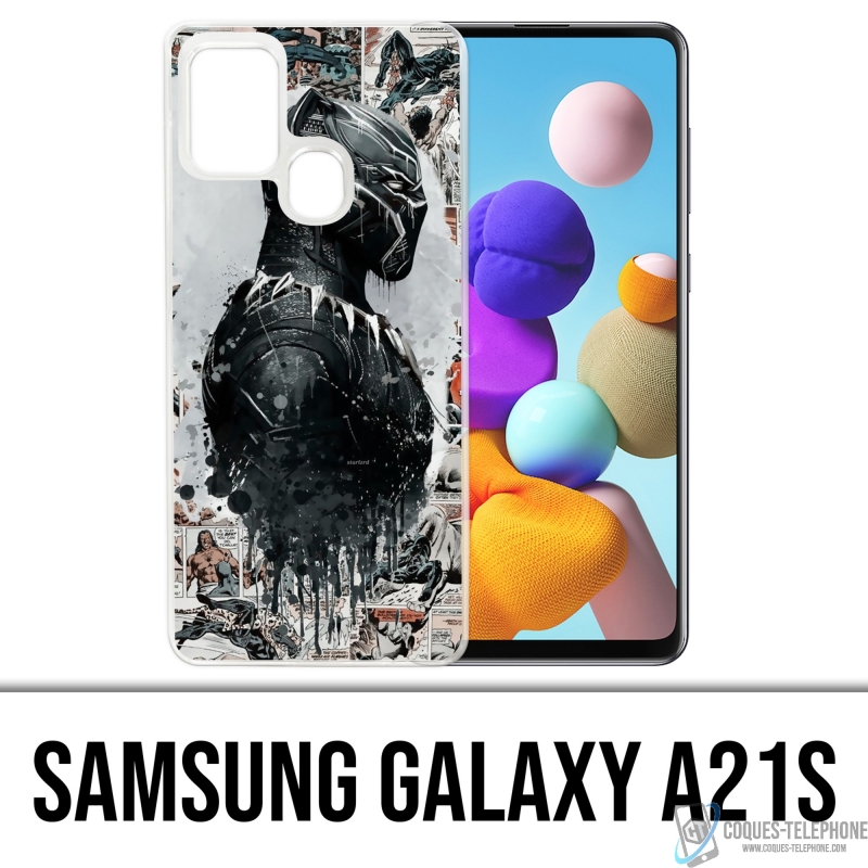Custodia per Samsung Galaxy A21s - Black Panther Comics Splash