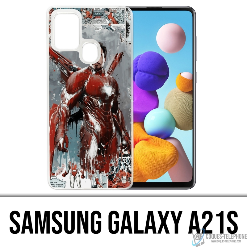 Funda Samsung Galaxy A21s - Iron Man Comics Splash