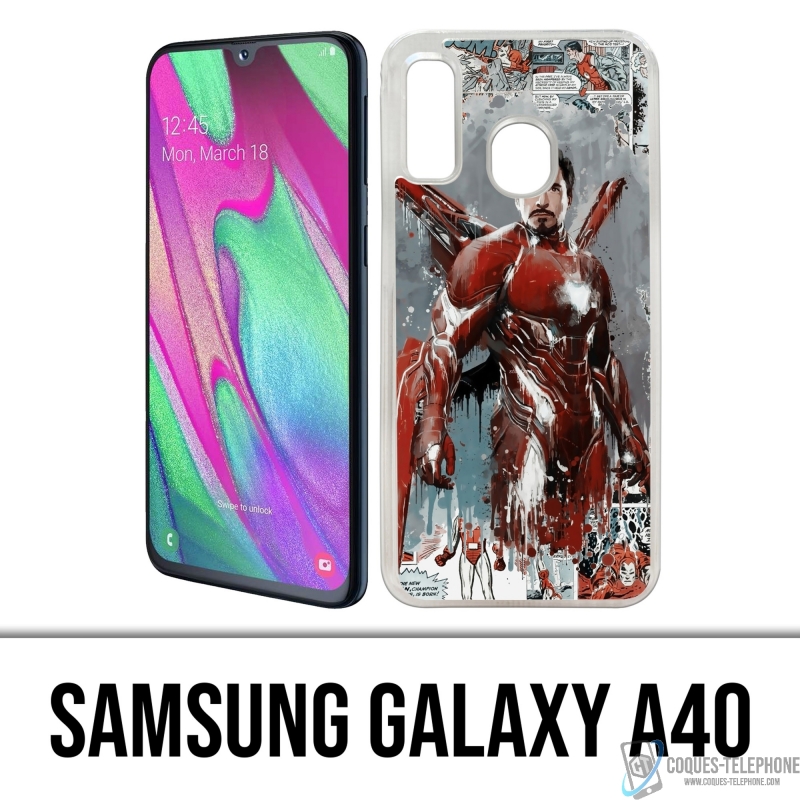 Coque Samsung Galaxy A40 - Iron Man Comics Splash