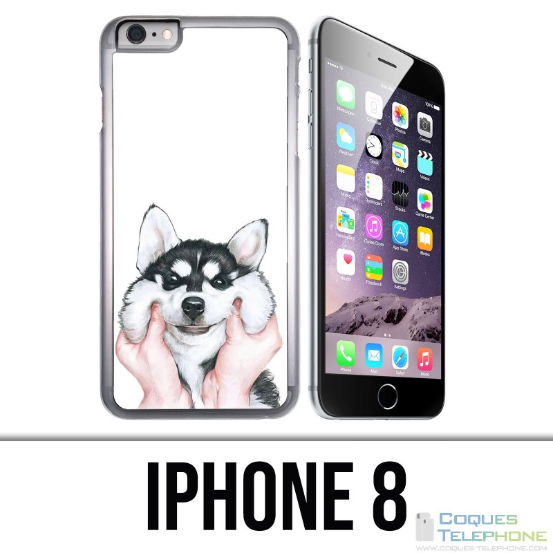 Coque iPhone 8 - Chien Husky Joues