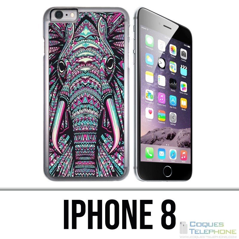 Coque iPhone 8 - Eléphant Aztèque Coloré