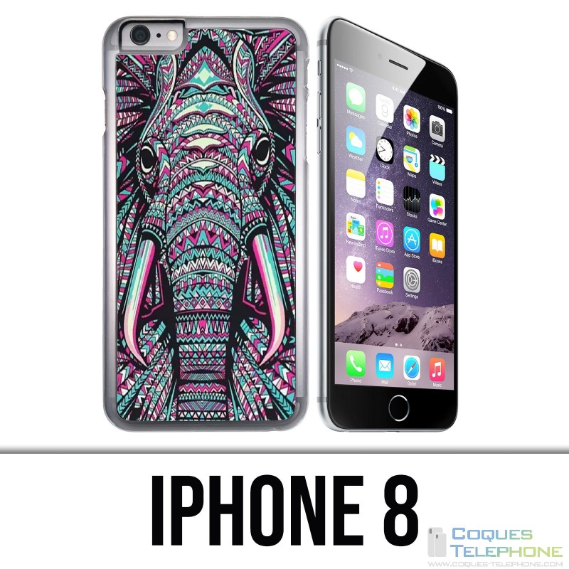 Custodia per iPhone 8 - Elefante azteco colorato