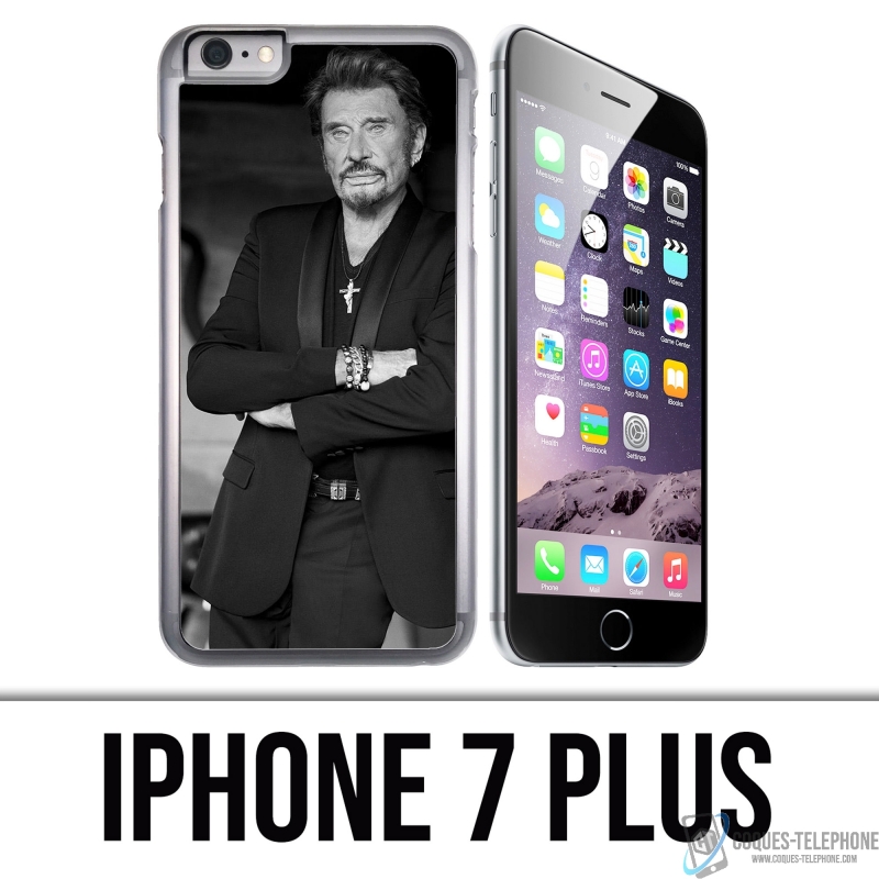 Coque iPhone 7 Plus - Johnny Hallyday Noir Blanc