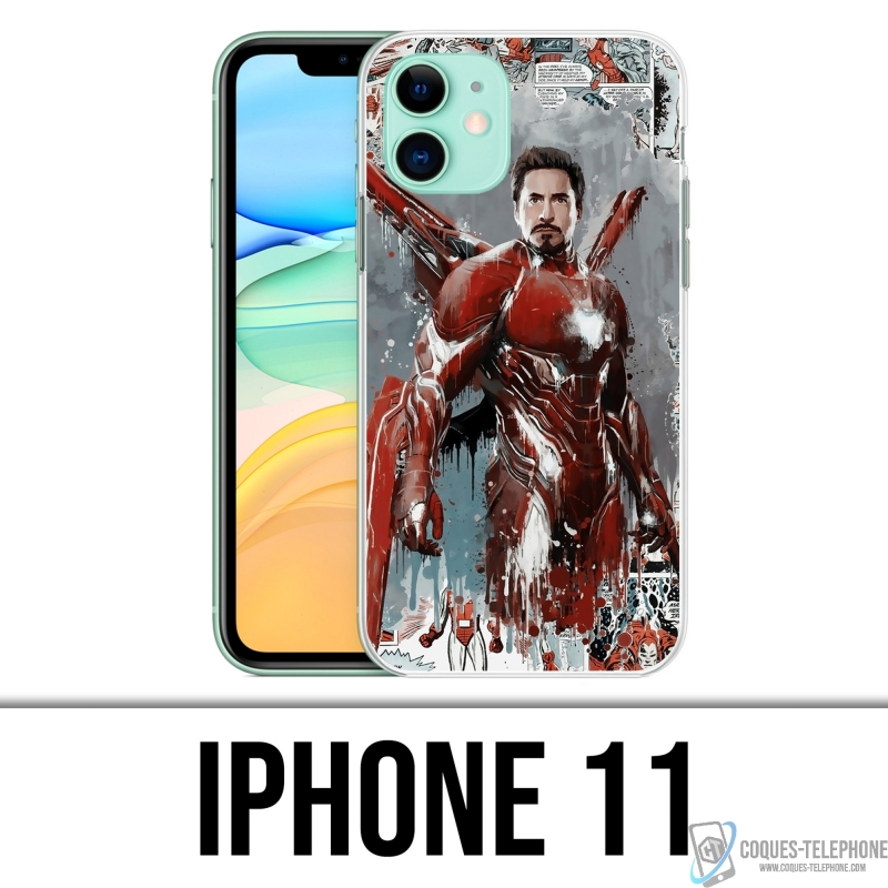 Coque iPhone 11 - Iron Man Comics Splash