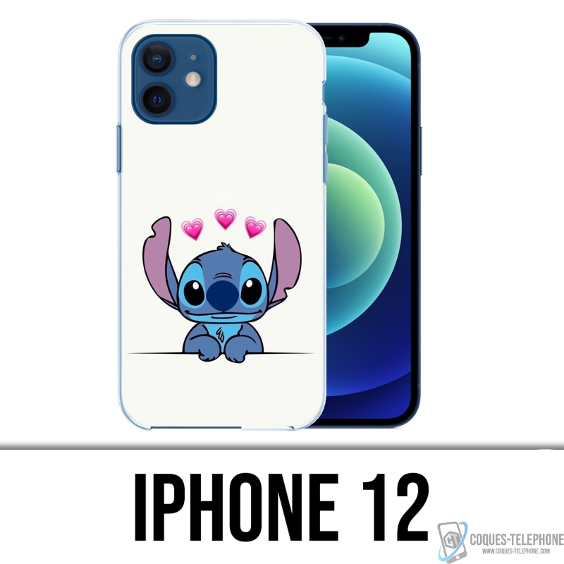 Coque iPhone 12 - Stitch Amoureux