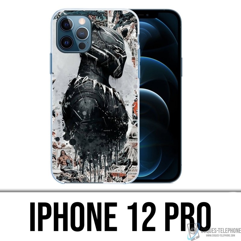 Coque iPhone 12 Pro - Black Panther Comics Splash