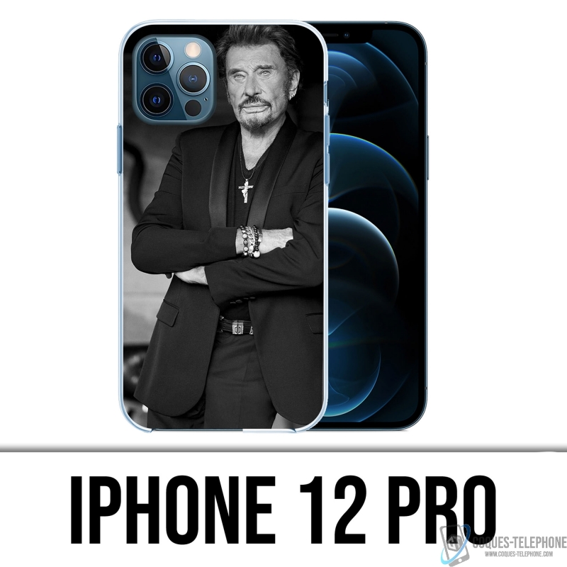 Funda para iPhone 12 Pro - Johnny Hallyday Negro Blanco