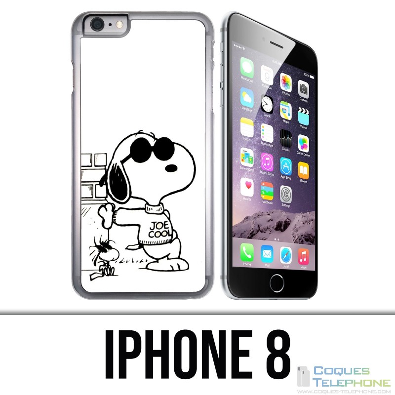 Coque iPhone 8 - Snoopy Noir Blanc