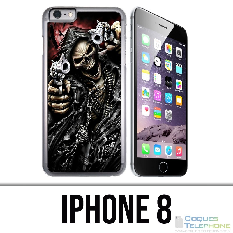 Coque iPhone 8 - Tete Mort Pistolet