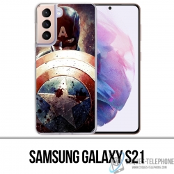 Funda Samsung Galaxy S21 - Capitán América Grunge Avengers
