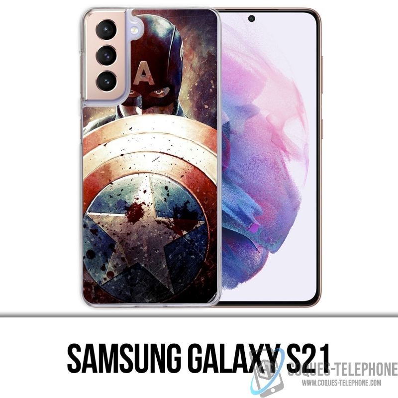 Coque Samsung Galaxy S21 - Captain America Grunge Avengers