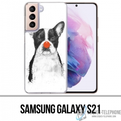 Coque Samsung Galaxy S21 - Chien Bouledogue Clown