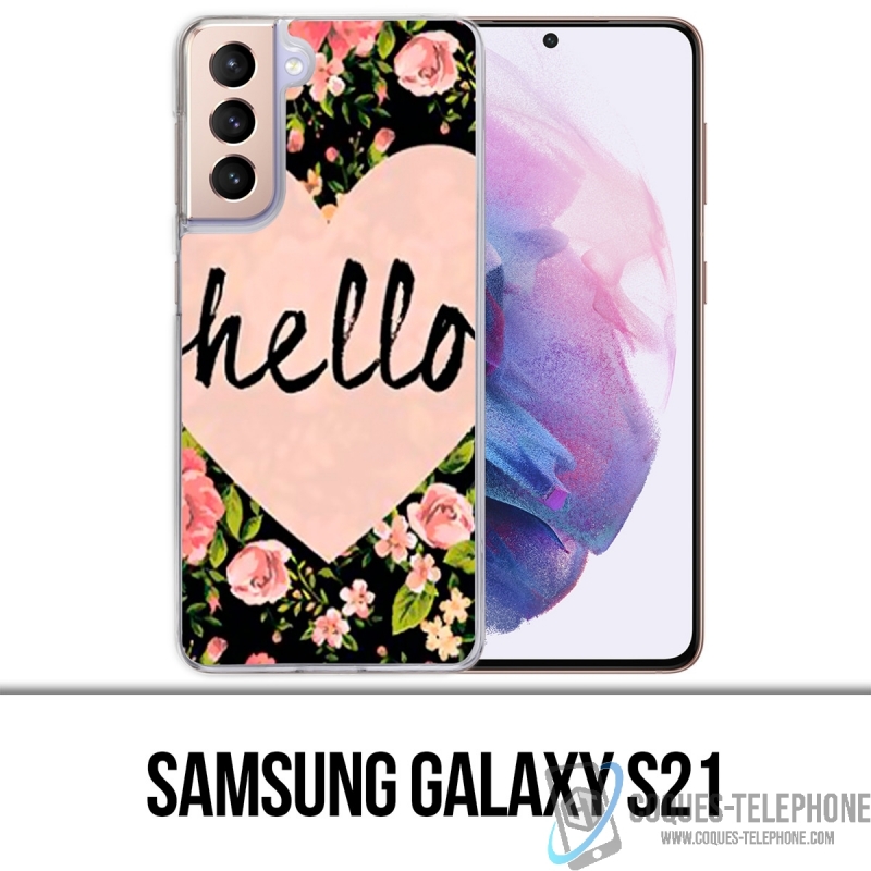 Coque Samsung Galaxy S21 - Hello Coeur Rose