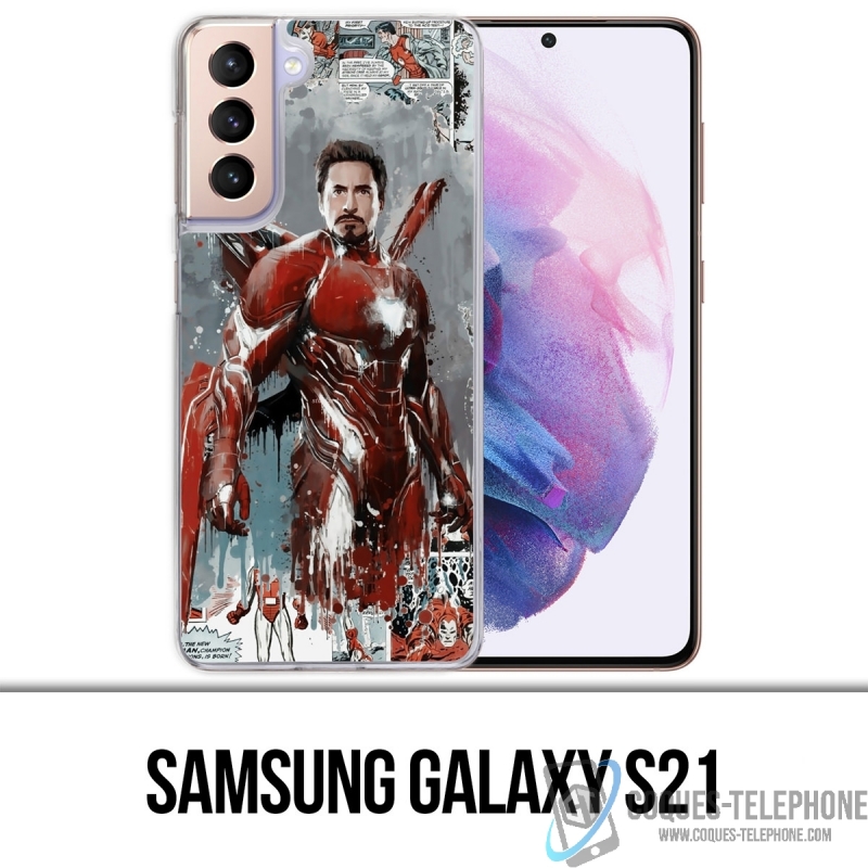 Coque Samsung Galaxy S21 - Iron Man Comics Splash