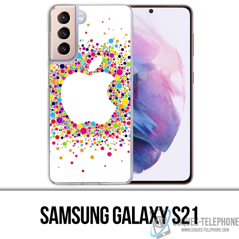 geld plek Ook Case for Samsung Galaxy S21 - Multicolor Apple Logo