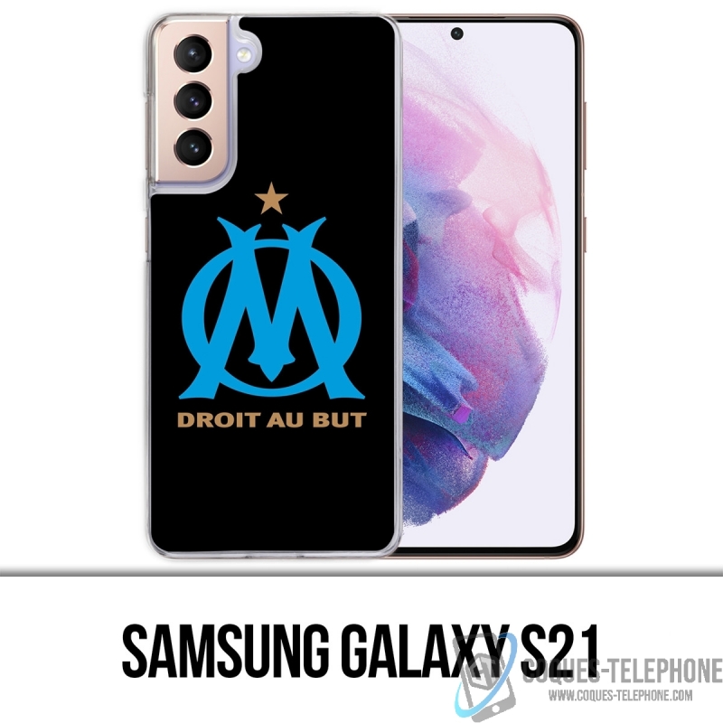 Coque Samsung Galaxy S21 - Logo Om Marseille Noir