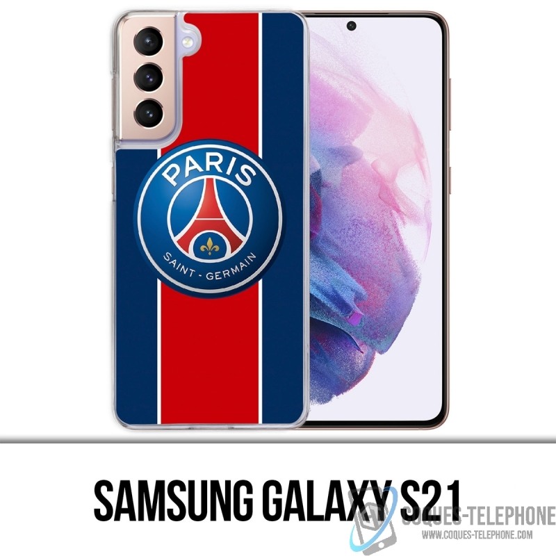 Coque Samsung Galaxy S21 - Logo Psg New Bande Rouge