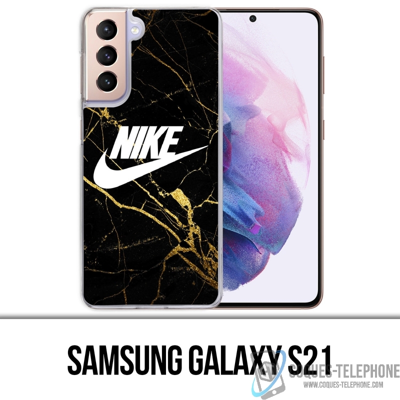 Custodia per Samsung Galaxy S21 - Logo Nike in marmo color oro