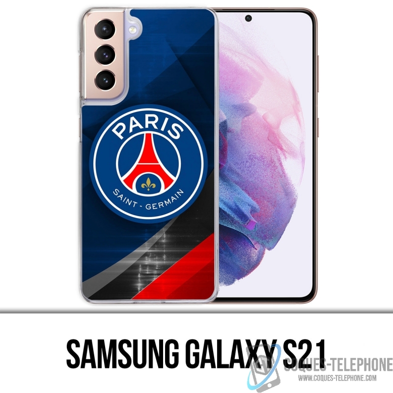 Coque Samsung Galaxy S21 - Psg Logo Metal Chrome