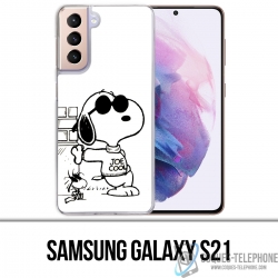 Funda Samsung Galaxy S21 - Snoopy Negro Blanco